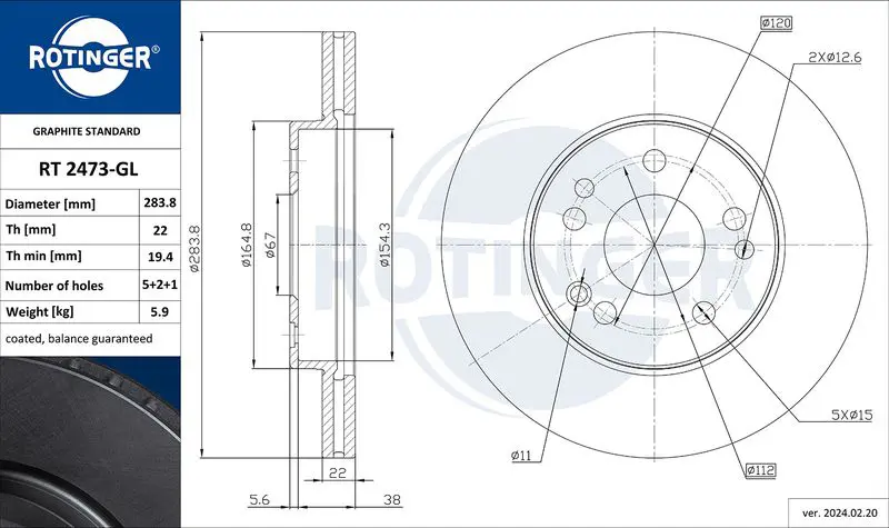 Handler.Part Brake disc ROTINGER RT2473GL 1