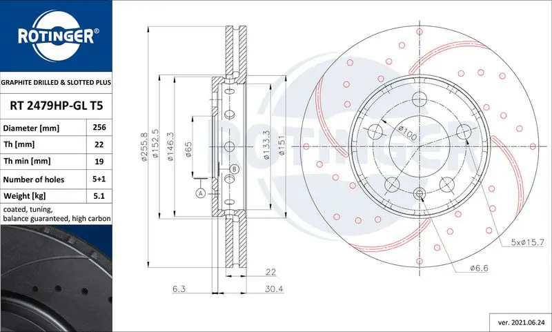 Handler.Part Brake disc ROTINGER RT2479HPGLT5 1