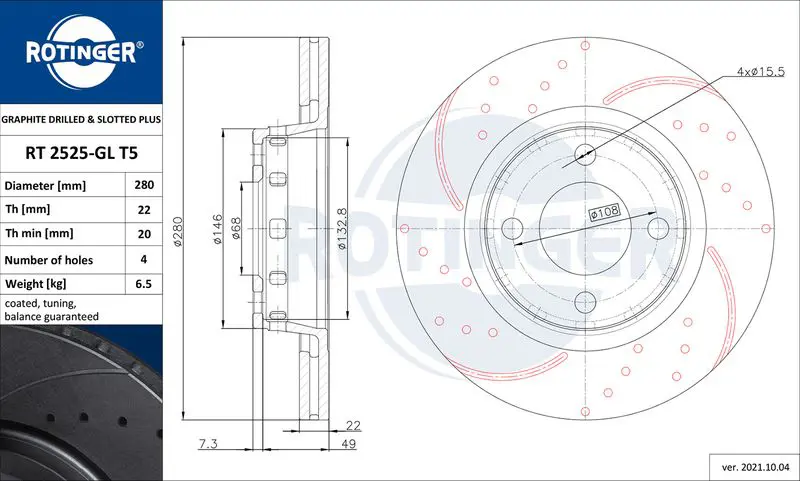 Handler.Part Brake disc ROTINGER RT2525GLT5 1