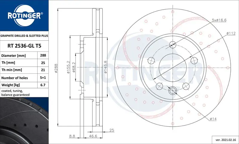 Handler.Part Brake disc ROTINGER RT2536GLT5 1