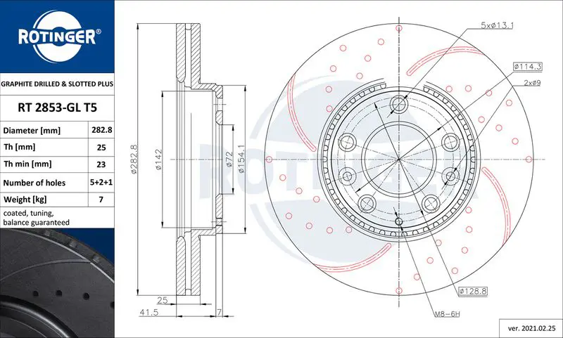 Handler.Part Brake disc ROTINGER RT2853GLT5 1