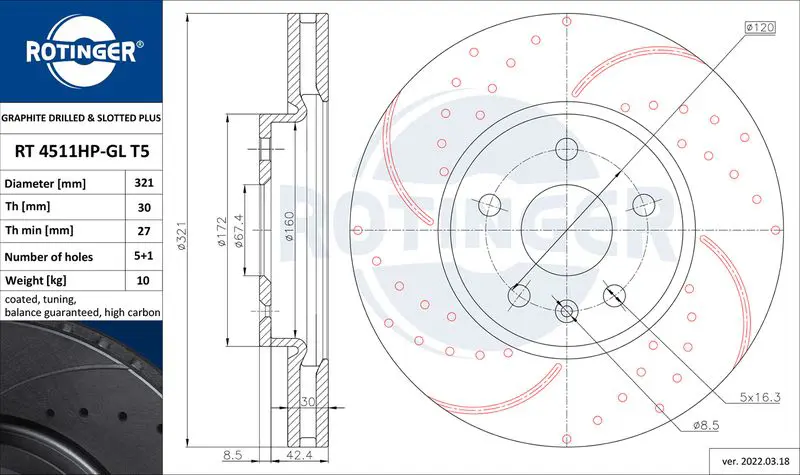 Handler.Part Brake disc ROTINGER RT4511HPGLT5 1