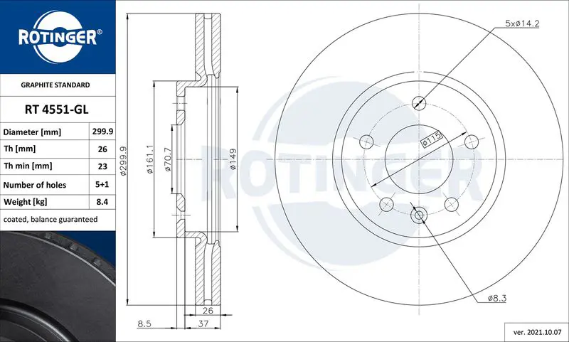 Handler.Part Brake disc ROTINGER RT4551GL 1