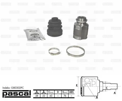 Handler.Part Joint kit, drive shaft Pascal G80302PC 3