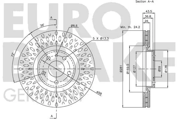 Handler.Part Brake disc EUROBRAKE 5815201014 2