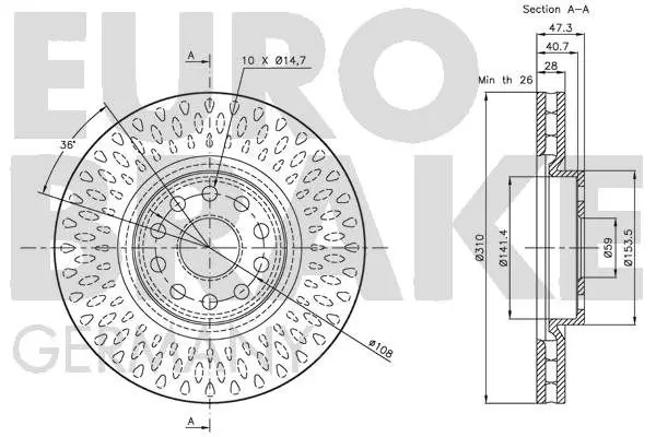 Handler.Part Brake disc EUROBRAKE 5815201018 3