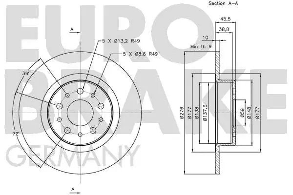 Handler.Part Brake disc EUROBRAKE 5815201021 3