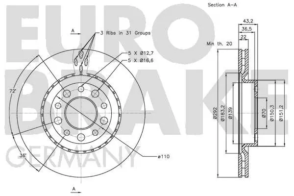 Handler.Part Brake disc EUROBRAKE 5815201025 3