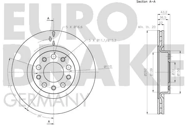 Handler.Part Brake disc EUROBRAKE 5815201033 3