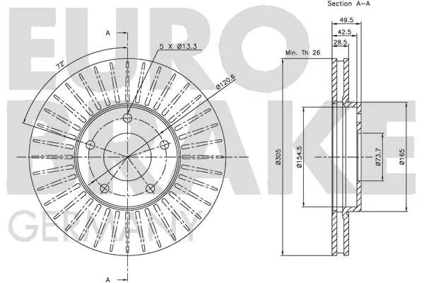 Handler.Part Brake disc EUROBRAKE 5815201222 3