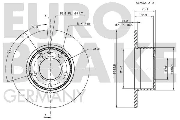 Handler.Part Brake disc EUROBRAKE 5815201512 2