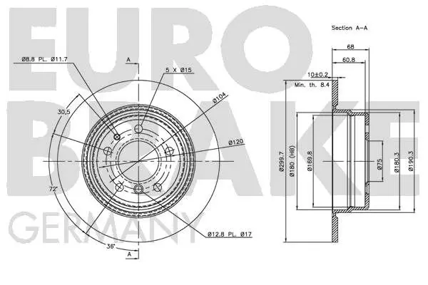 Handler.Part Brake disc EUROBRAKE 5815201522 3