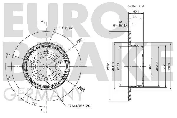 Handler.Part Brake disc EUROBRAKE 5815201525 3