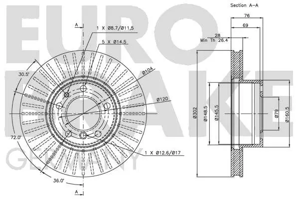 Handler.Part Brake disc EUROBRAKE 5815201526 3