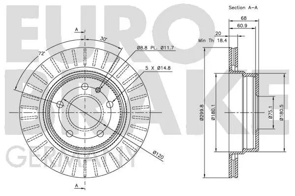 Handler.Part Brake disc EUROBRAKE 5815201530 3