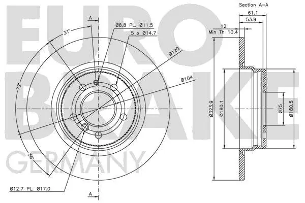 Handler.Part Brake disc EUROBRAKE 5815201533 3