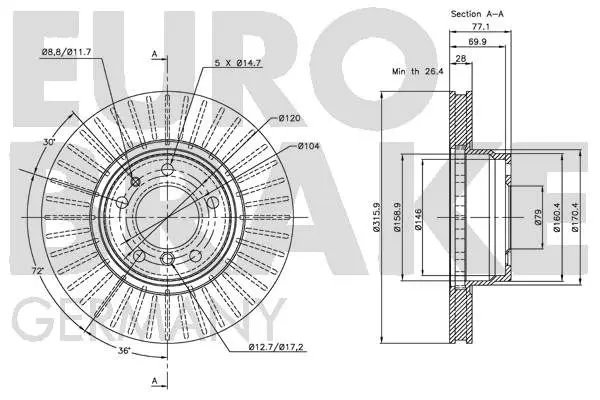 Handler.Part Brake disc EUROBRAKE 5815201534 3