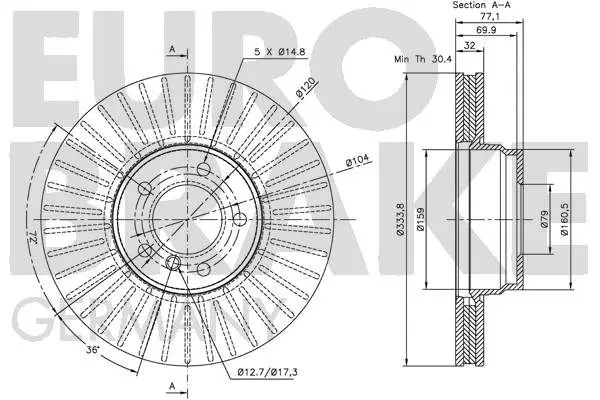 Handler.Part Brake disc EUROBRAKE 5815201542 3