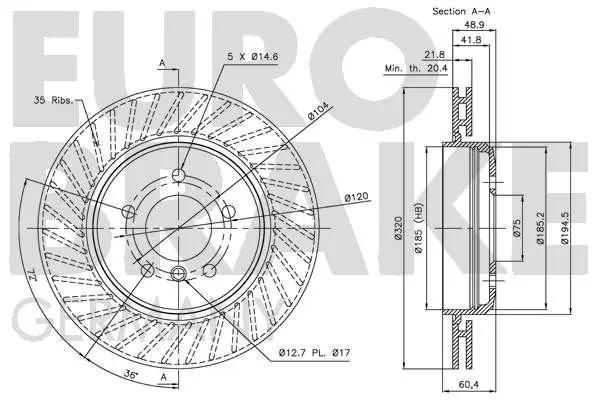 Handler.Part Brake disc EUROBRAKE 5815201545 3