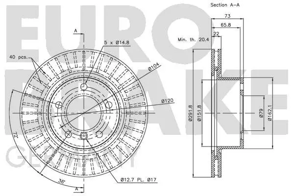 Handler.Part Brake disc EUROBRAKE 5815201555 3