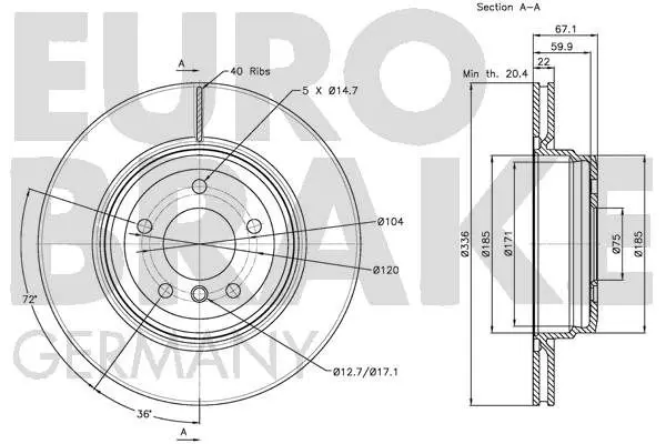 Handler.Part Brake disc EUROBRAKE 5815201569 3