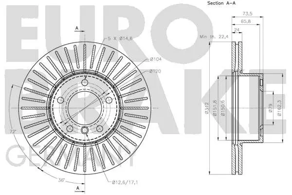 Handler.Part Brake disc EUROBRAKE 5815201582 3