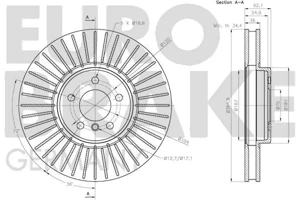 Handler.Part Brake disc EUROBRAKE 5815201589 3