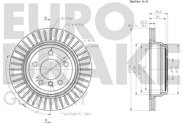 Handler.Part Brake disc EUROBRAKE 5815201597 3