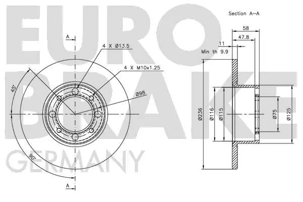 Handler.Part Brake disc EUROBRAKE 5815201807 2