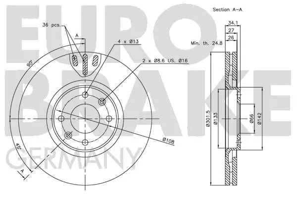 Handler.Part Brake disc EUROBRAKE 5815201938 3