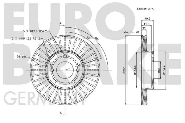 Handler.Part Brake disc EUROBRAKE 5815202247 3