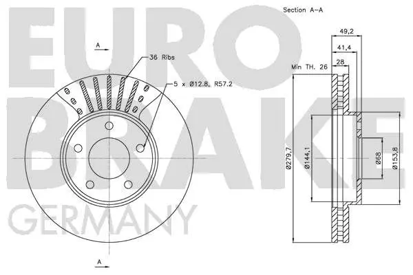 Handler.Part Brake disc EUROBRAKE 5815202256 3