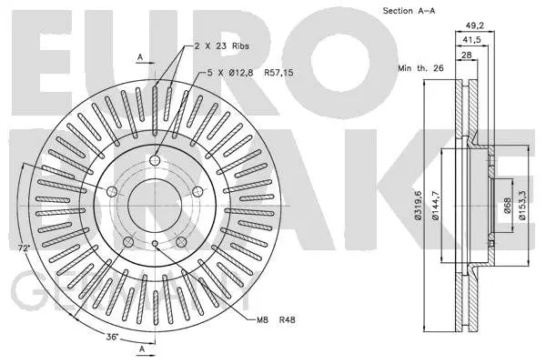 Handler.Part Brake disc EUROBRAKE 5815202270 3