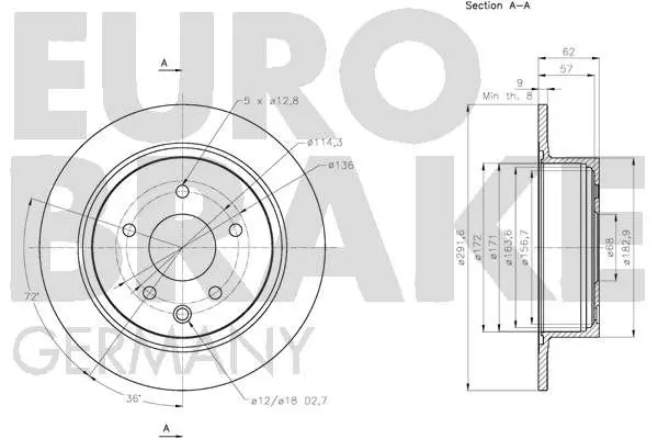 Handler.Part Brake disc EUROBRAKE 5815202273 3