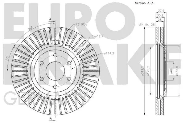 Handler.Part Brake disc EUROBRAKE 5815202276 3