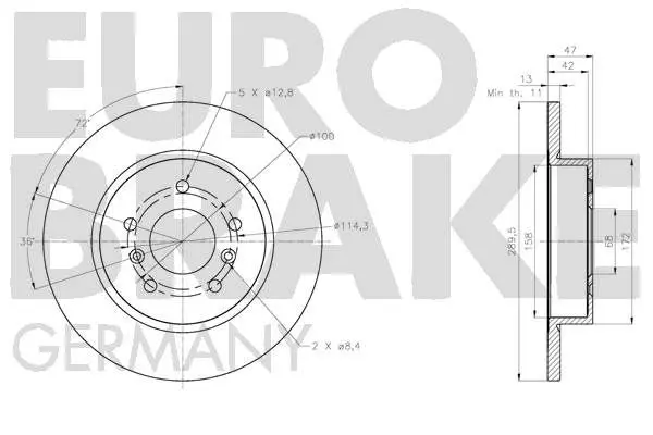 Handler.Part Brake disc EUROBRAKE 5815202291 3