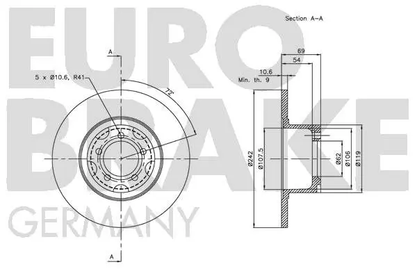 Handler.Part Brake disc EUROBRAKE 5815202506 2