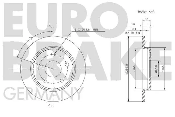 Handler.Part Brake disc EUROBRAKE 5815202522 3