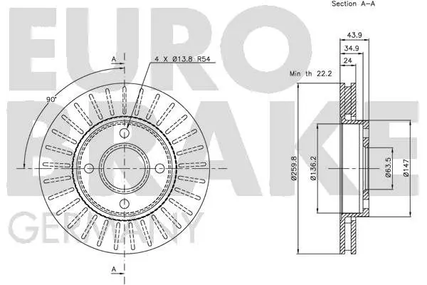 Handler.Part Brake disc EUROBRAKE 5815202540 3