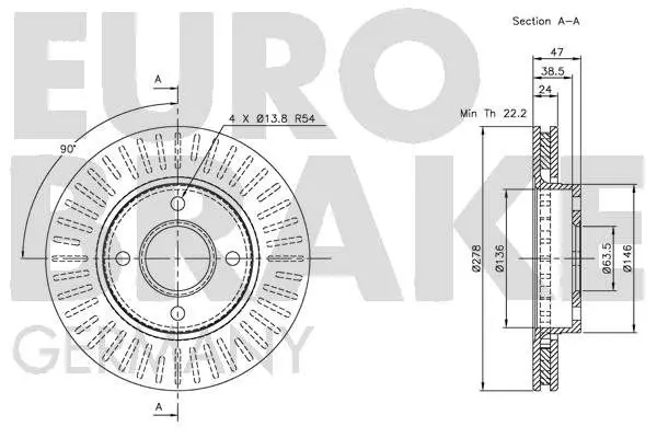 Handler.Part Brake disc EUROBRAKE 5815202542 3