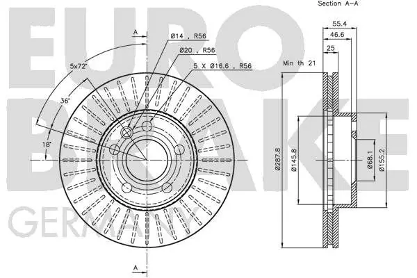 Handler.Part Brake disc EUROBRAKE 5815202545 3