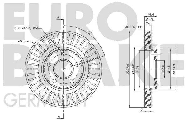 Handler.Part Brake disc EUROBRAKE 5815202555 3