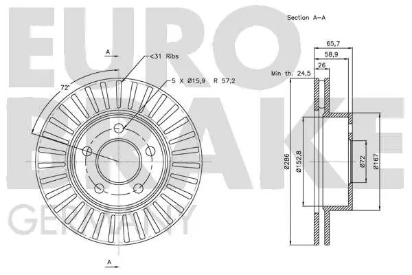 Handler.Part Brake disc EUROBRAKE 5815202565 3