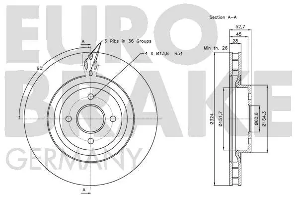 Handler.Part Brake disc EUROBRAKE 5815202566 3