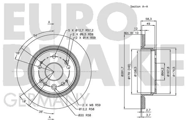 Handler.Part Brake disc EUROBRAKE 5815202627 3