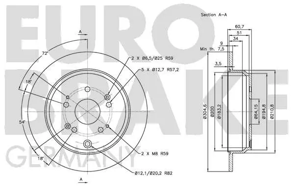 Handler.Part Brake disc EUROBRAKE 5815202642 3