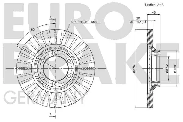 Handler.Part Brake disc EUROBRAKE 5815203006 3