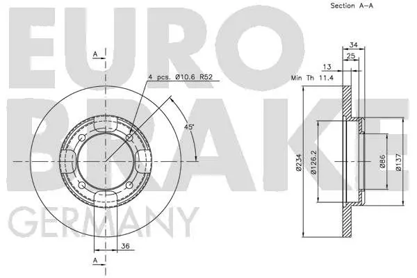 Handler.Part Brake disc EUROBRAKE 5815203020 3