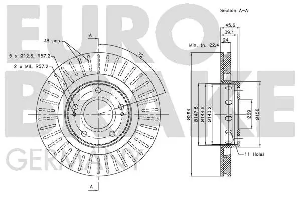 Handler.Part Brake disc EUROBRAKE 5815203043 3