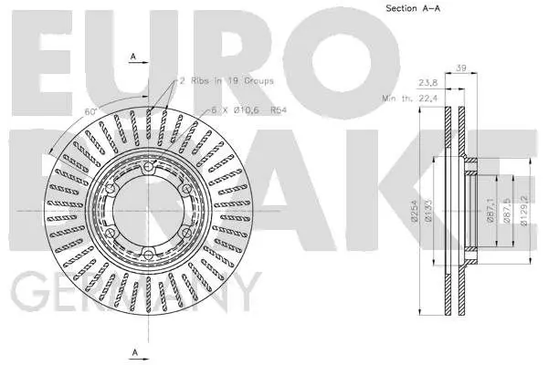 Handler.Part Brake disc EUROBRAKE 5815203051 3